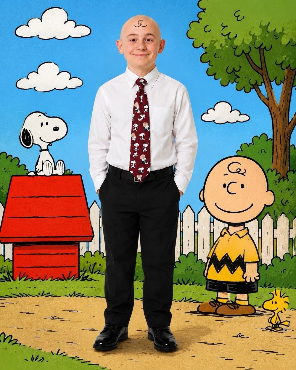 Vintage Peanuts Snoopy Charlie Brown Gang Mens Tie USA Red Novelty Necktie